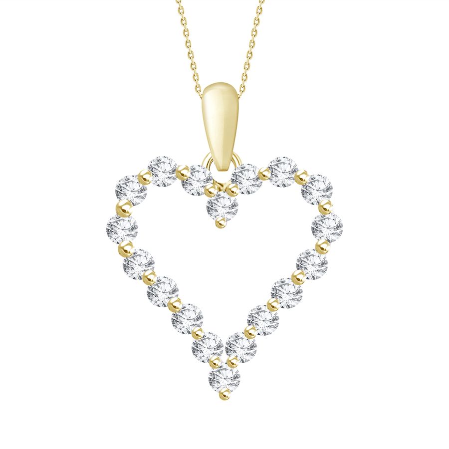 LADIES HEART PENDANT 0.25CT ROUND DIAMOND 14K YELLOW GOLD - Image 1