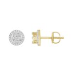 LADIES EARRINGS 0.33CT ROUND/BAGUETTE DIAMOND 10K YELLOW GOLD
