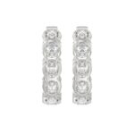 14K WHITE GOLD 1.00CT OVAL DIAMOND HOOP EARRINGS