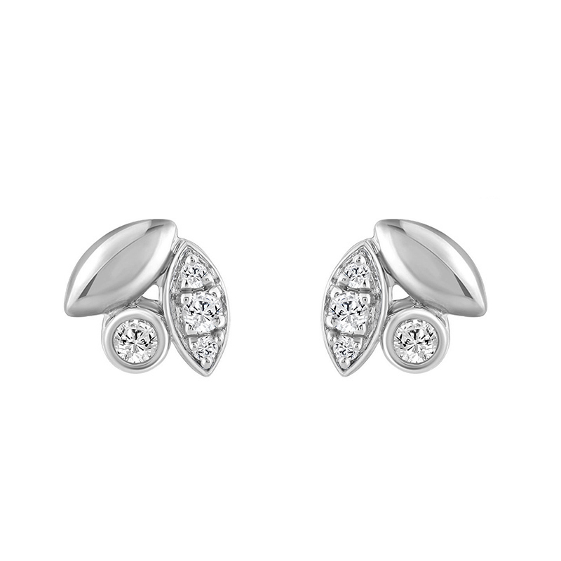 Elegance Ladies Round Diamond Cluster Fashion Earrings In 10K White Gold � Marquise Design - Image 1