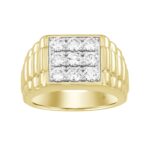 MEN'S RING 1 1/2CT ROUND DIAMOND 14K YELLOW GOLD
