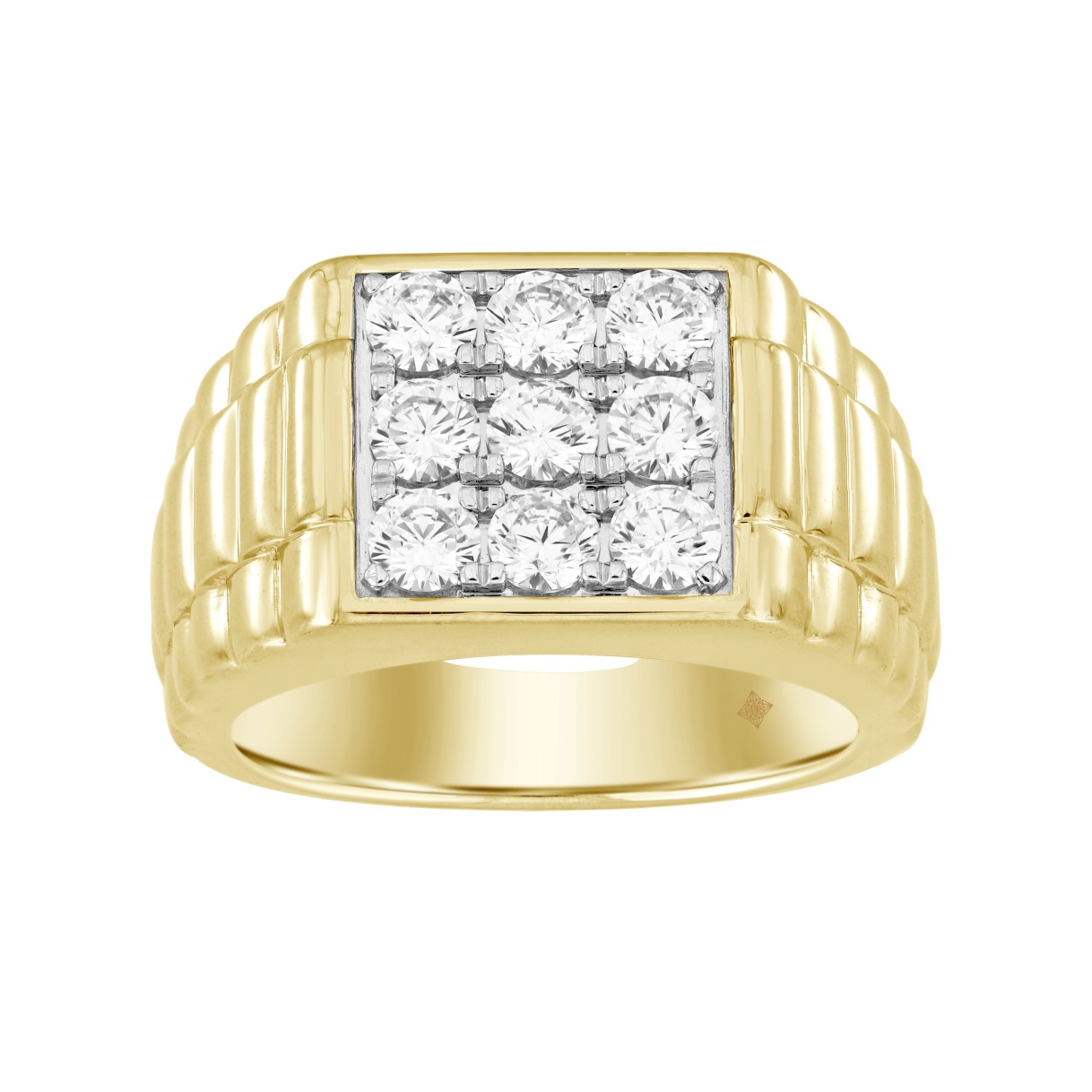 MEN'S RING 1 1/2CT ROUND DIAMOND 14K YELLOW GOLD - Image 1