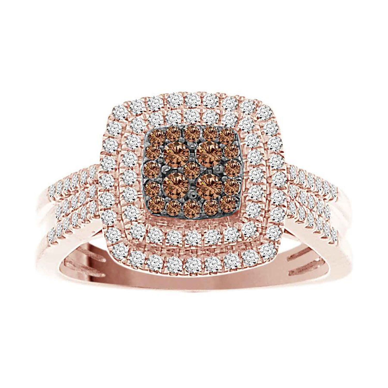 LADIES RING 0.55CT ROUND/DARK BROWN DIAMOND 14K ROSE GOLD - Image 1