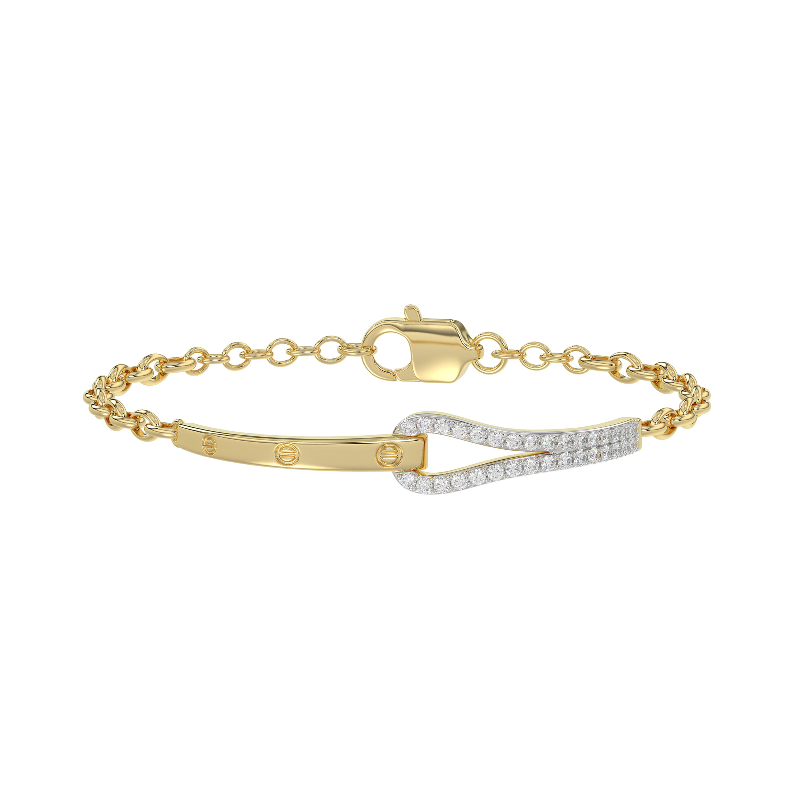 Stylish 10K Yellow Gold Diamond Bangle For Women With Sparkling 0.33 Ct Round Diamonds. A Modern And Elegant Fine Jewelry - Image 1