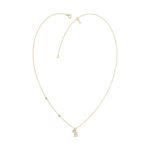 Stylish 10K Yellow Gold Ladies “K” Letter Necklace Featuring Round Ruby Diamonds And Pearl Accents. A Delicate And Personalized Fine Jewelry - Image 3
