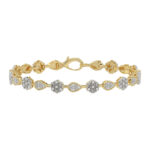 Luxury Ladies 10K Yellow Gold 0.25Ct Diamond Bracelet Elegant Flower & Pear Shape Design With Round Diamonds