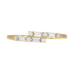 Ladies 10K Yellow Gold Diamond Ring 0.16 Ct Round & Baguette Diamond Jewelry - Image 5