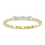 Ladies 10K Yellow Gold 0.16CT Round & Baguette Diamond Style Ring