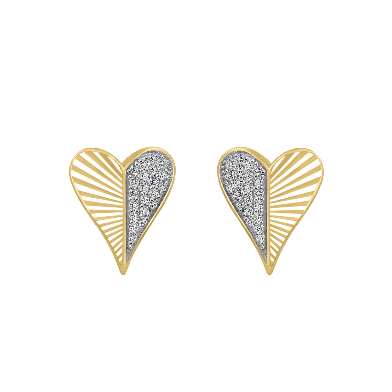 LADIES EARRINGS 0.13CT ROUND DIAMOND 10K YELLOW GOLD - Image 1