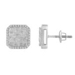0.16 Ct Round Diamond Halo Earrings For Women Sterling Silver Stylish Jewelry Gift - Image 2