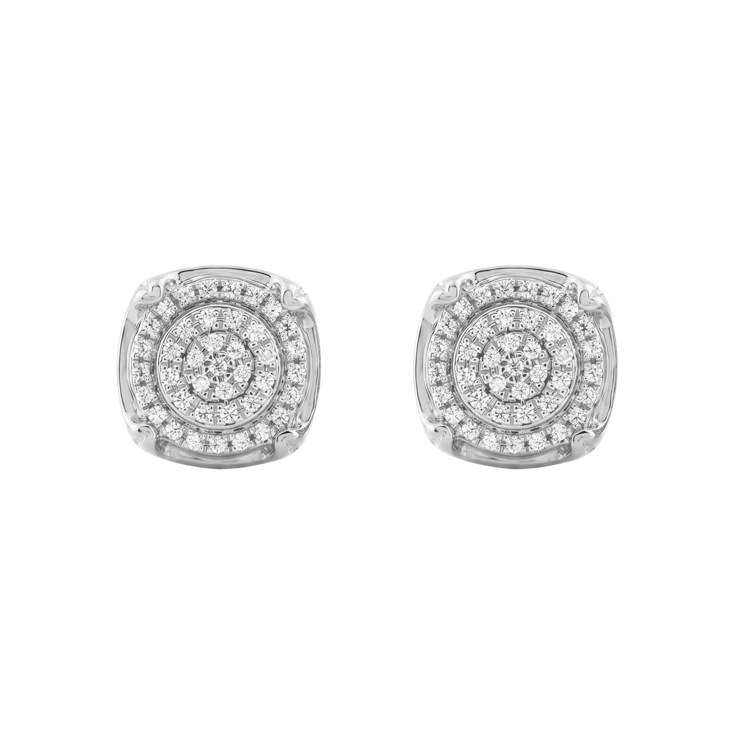 Ladies Sterling Silver 0.25Ct Round Diamond Cluster Stud Earrings Classic Ladies Diamond Jewelry - Image 1