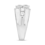 MEN'S RING 2 3/4CT ROUND/PRINCESS DIAMOND 14K WHITE GOLD - Image 3