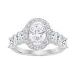 LADIES RING 2 3/8CT ROUND/PRINCESS DIAMOND 14K WHITE GOLD (CENTER STONE OVAL DIAMOND 1 1/4CT )
