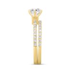 14K Yellow Gold Round Diamond Bridal Ring Set 1 1/2Ct & 1.00Ct Center Round Lab Grown Diamond Engagement Ring & Matching Wedding Band For Women (Colo - Image 3