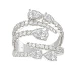 LADIES RING 2 1/2CT ROUND/PEAR DIAMOND 14K WHITE GOLD