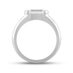 LADIES RING 2CT EMERALD DIAMOND 14K WHITE GOLD (CENTER STONE EMERALD DIAMOND 2CT ) - Image 2