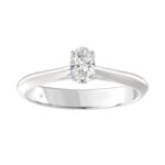 LADIES SOLITAIRE RING 1/2CT OVAL DIAMOND 14K WHITE GOLD