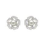 10K White Gold 1/4Ct Round Diamond & Pearl Drop Earrings For Women Classic Luxury Jewelry (Color F-G -Clarity Vs1/Vs2)