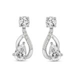 LADIES EARRINGS 1 1/2CT ROUND/PEAR DIAMOND 14K WHITE GOLD (CENTER STONE PEAR DIAMOND 1.00CT)