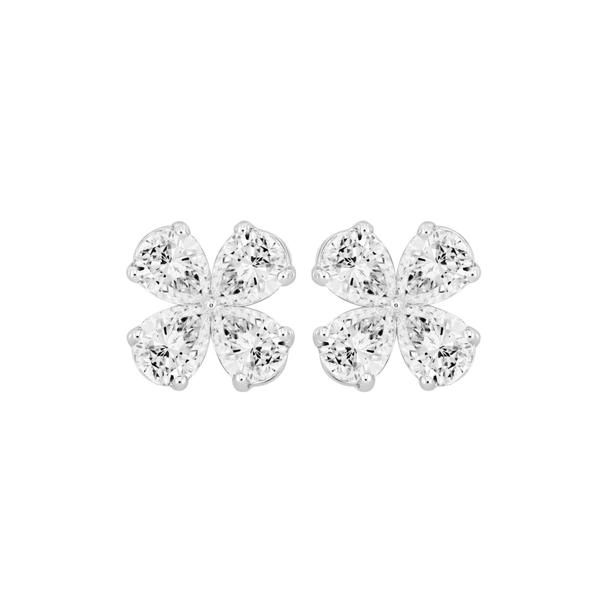 LADIES EARRINGS 1 1/3CT PEAR DIAMOND 14K WHITE GOLD - Image 1