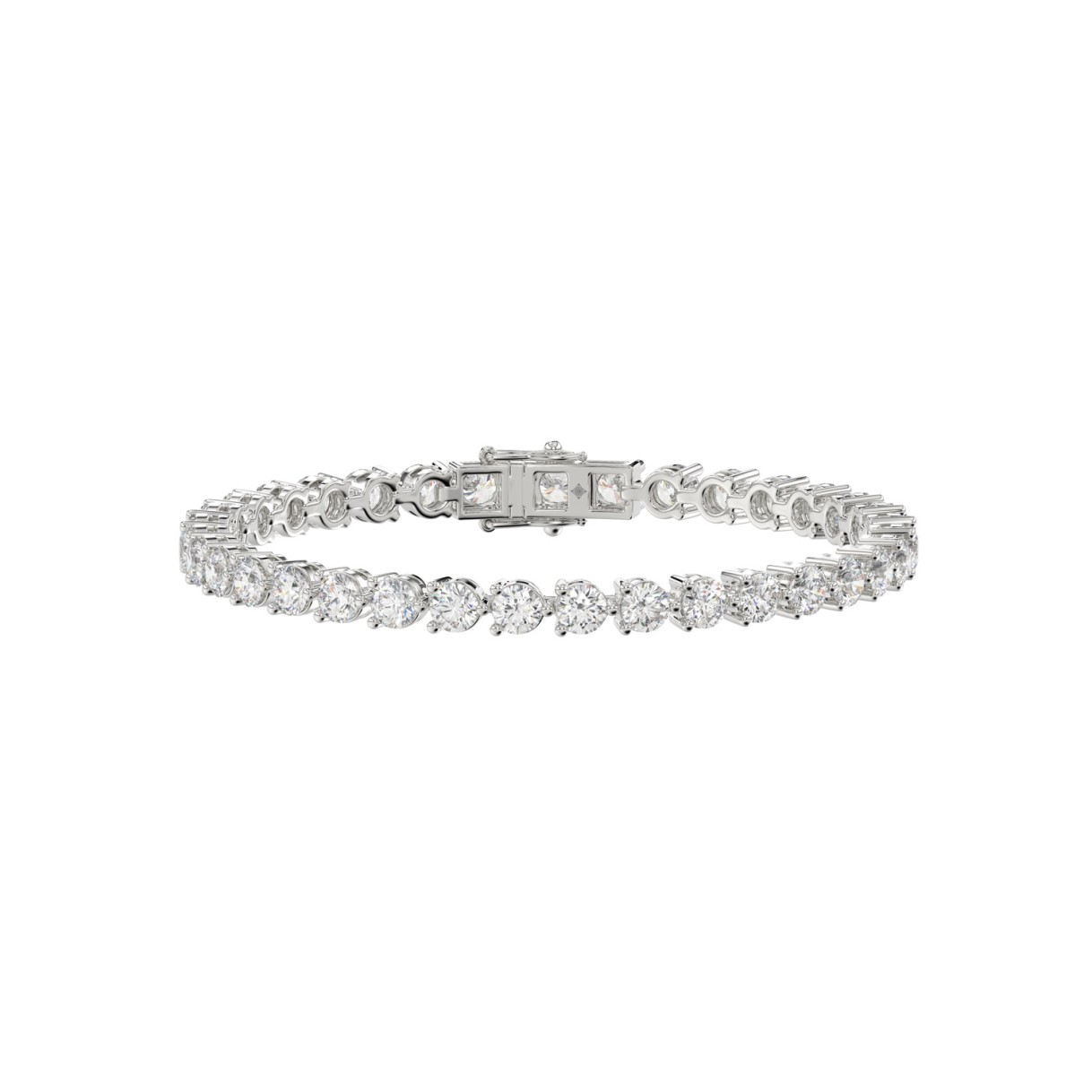 LADIES BRACELET 5CT ROUND DIAMOND 14K WHITE GOLD - Image 1