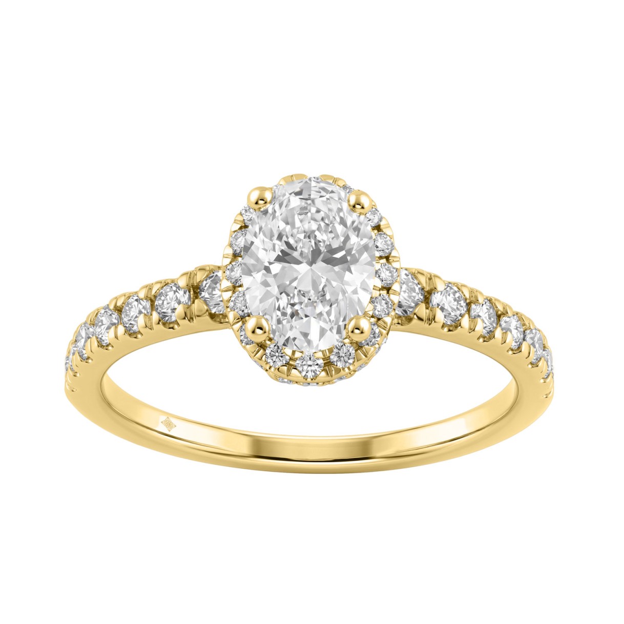 1 1/4Ct Oval & Round Diamond Halo Engagement Ring 14K Yellow Gold Ladies Bridal Ring 3/4Ct Oval Center Stone (Color F-G -Clarity Vs1/Vs2) - Image 1