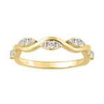 10K Yellow Gold 1/4Ct Round Lab-Grown Diamond Emori Wavy Krissy Ladies Fashion Ring (Color F-G -Clarity Vs1/Vs2)
