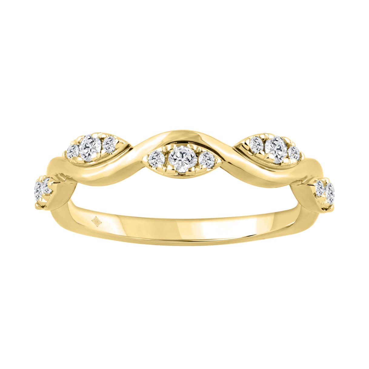 10K Yellow Gold 1/4Ct Round Lab-Grown Diamond Emori Wavy Krissy Ladies Fashion Ring (Color F-G -Clarity Vs1/Vs2) - Image 1