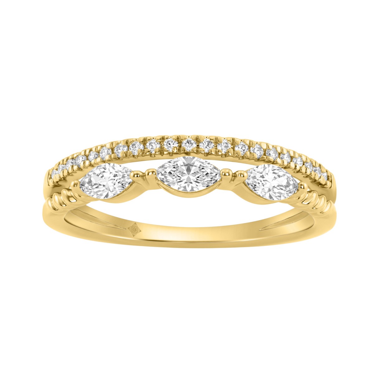 10K Yellow Gold Lab-Grown Diamond Ring For Women 3/8Ct Round & Marquise Fashion Ring (Color F-G -Clarity Vs1/Vs2) - Image 1