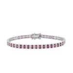 14K WHITE GOLD 5 3/4CT ROUND/RUBY ROUND DIAMOND LADIES BRACELET (RUBY ROUND DIAMOND 2 3/4CT)