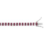 14K WHITE GOLD 5 3/4CT ROUND/RUBY ROUND DIAMOND LADIES BRACELET (RUBY ROUND DIAMOND 2 3/4CT) - Image 2