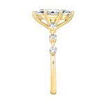Women 14K Yellow Gold 2 1/4Ct Lab Grown Diamond Ring Marquise Cut With Round Side Stone Engagement Ring 2.00Ct Marquise Center Stone (Color F-G -Clari - Image 3