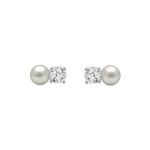 10K WHITE GOLD 1/4CT ROUND DIAMOND PEARL FASHION LADIES EARRINGS CLASSIC FINE JEWELRY FOR HER (COLOR F-G CLARITY VS1/VS2)