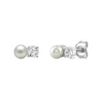 10K WHITE GOLD 1/4CT ROUND DIAMOND PEARL FASHION LADIES EARRINGS CLASSIC FINE JEWELRY FOR HER (COLOR F-G CLARITY VS1/VS2) - Image 2