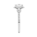 Elegance Ladies 3 1/2CT Round/Baguette/Cushion Lab Grown Diamond Bridal Ring 14K White Gold Ladies Engagement Ring with 3.00CT Cushion Center stone (C - Image 3