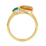 Elegant 14K Yellow Gold 2 7/8Ct Round Diamond,Pear Yellow Sapphire & Princess Emerald Engagement Ring Fine Jewelry (Color F-G -Clarity Vs1/Vs2) - Image 2