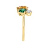 Elegant 14K Yellow Gold 2 7/8Ct Round Diamond,Pear Yellow Sapphire & Princess Emerald Engagement Ring Fine Jewelry (Color F-G -Clarity Vs1/Vs2) - Image 3