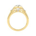 Elegant 14K Yellow Gold Diamond Engagement Ring Featuring 3 1/2Ct Round, Marquise & Baguette Diamonds With Sparkling Side Stones. Perfect For Weddings - Image 2