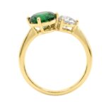 Elegant 14K Yellow Gold Diamond, Emerald Oval & Pink Sapphire Ring For Women 3 1/6Ct Round & Oval Cut Multi-Stone Ladies Jewelry (Color F-G -Clarity V - Image 2