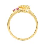 Elegant 14K Yellow Gold Round Diamond Engagement Ring With Yellow Pear & Princess Pink Sapphire 1 1/2Ct Fashion Ladies Ring (Color F-G -Clarity Vs1/Vs - Image 2