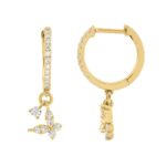 Fashion 10K Yellow` Gold 1/3Ct Ladies Hoop Earrings With Diamonds Butterfly Bliss Design For Ladies - Image 2