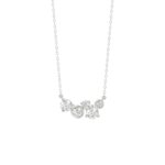 Ladies 10K White Gold Diamond Necklace 1/2Ct Round Diamond Cluster Bezel Set (Color F-G -Clarity Vs1/Vs2)