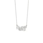 Ladies 10K White Gold Diamond Necklace 1/2Ct Round Diamond Cluster Bezel Set (Color F-G -Clarity Vs1/Vs2) - Image 3
