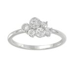 Ladies 10K White Gold Diamond Ring 1/2Ct Round Diamond Cluster Bezel Set (Color F-G -Clarity Vs1/Vs2)