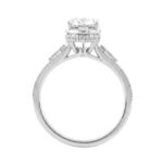 LADIES 14K White Gold 2 1/6Ct Diamond Engagement Ring Elongated Pear Cut Center With Round Side Stones, Elegant Fine Ring 2Ct Pear Center Stone (Color - Image 2