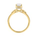 LADIES 14K Yellow Gold 2 1/6Ct Diamond Engagement Ring Elongated Cushion Cut Center With Round Side Stones, Elegant Fine Ring 2Ct Cushion Center Stone - Image 2
