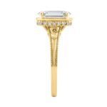 LADIES 14K Yellow Gold 2 1/6Ct Diamond Engagement Ring Elongated Cushion Cut Center With Round Side Stones, Elegant Fine Ring 2Ct Cushion Center Stone - Image 3