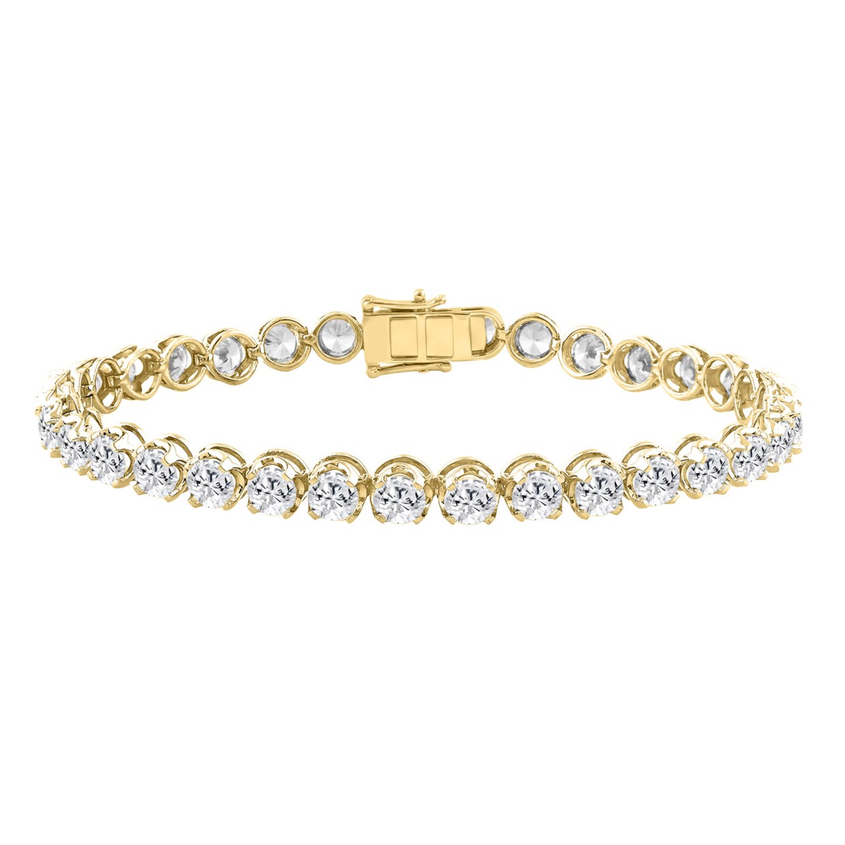 Luxury 14K Yellow Gold Round Diamond Tennis Bracelet 10.00 Ct Elegant Women Jewelry (Color F-G -Clarity Vs1/Vs2) - Image 1