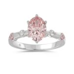 ETERNAL BLUSH COLLECTION LADIES RING 1 3/4CT ROUND/OVAL DIAMOND 14K WHITE GOLD (CENTER STONE PINK OVAL DIAMOND 1 1/2CT)