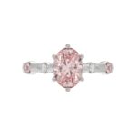 ETERNAL BLUSH COLLECTION LADIES RING 1 3/4CT ROUND/OVAL DIAMOND 14K WHITE GOLD (CENTER STONE PINK OVAL DIAMOND 1 1/2CT) - Image 5